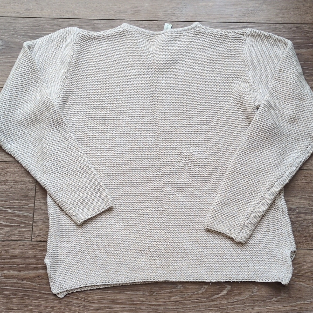 2 Sahalie Chunky Knit V-Neck Long Sleeve Sweaters - Cotton Blend - Tan & Green L - Picture 9 of 13